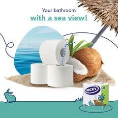 Nicky Elite Toilet Tissue Rolls With Coconut Fresh Soft 3 Ply White Paper