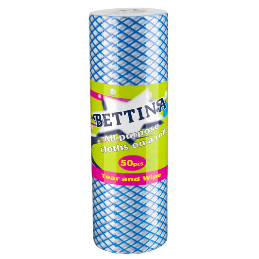 Bettina All Purpose Cloths Roll 50pcs Quick Tear & wipe Action Multipurpose Use
