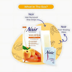 Nair Hair Remover Wax Strips Face With Apricot Milk Extract Long-Lasting Results