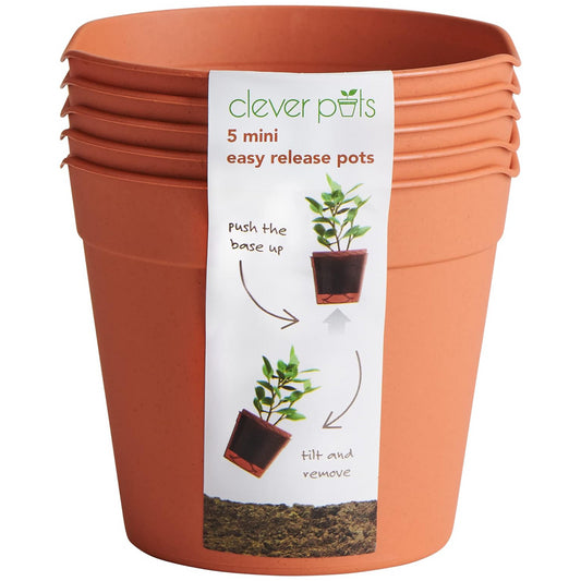 Clever Pots Easy Release Plastic Plant Pots Mini For Indoor Outdoor Pack Of 5