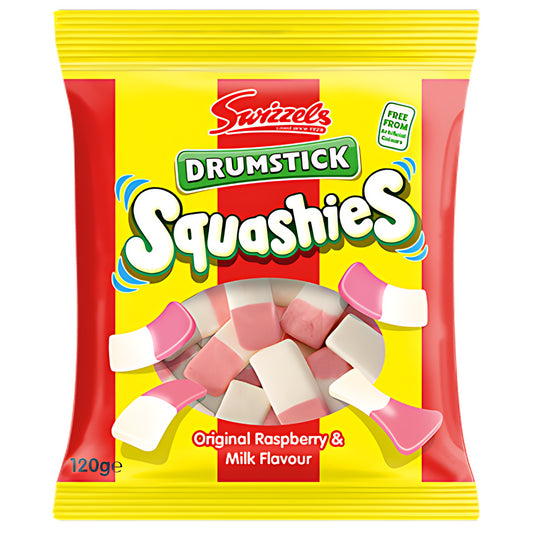 Swizzels Squashies Drumstick Original Raspberry & Milk Flavour Sweet Candy 120g