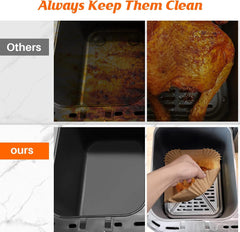 Air Fryer Disposable Non-Stick Baking Steamer Rectangle 50Pcs Paper Parchment