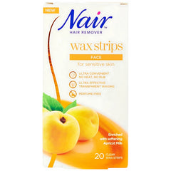 Nair Hair Remover Wax Strips Face With Apricot Milk Extract Long-Lasting Results