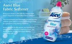 Asevi Clothes Fabric Softener Blue Laundry Liquid Long Lasting 60 Washes 1.38L