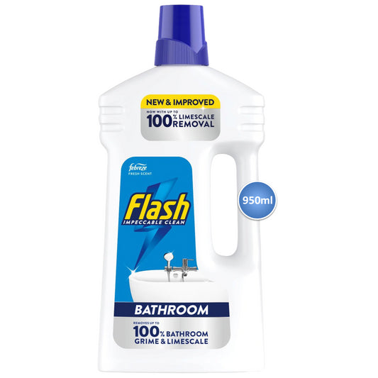 Flash Bathroom Floor Cleaner Liquid Impeccable Cleans Grime Limescale 950ml