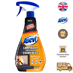 Asevi Fireplace Chimney Glass Cleaner Grease Dirt Stubborn Remover Spray 650ml