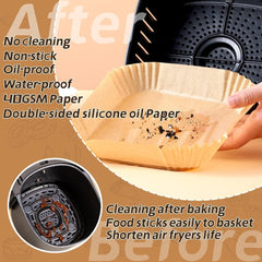 Air Fryer Disposable Non-Stick Baking Steamer Liner Paper Parchment Square 50Pcs