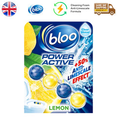 Bloo Power Active Toilet Rim Block Freshener Anti Limescale Lemon 50G
