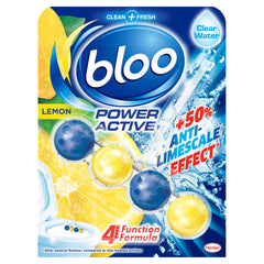 Bloo Power Active Toilet Rim Block Freshener Anti Limescale Lemon 50G