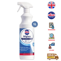 Nilco Nilglass Window Glass Cleaner Spray Smear Streak Free Clean Mirror 1L