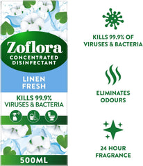 Zoflora 3In1 Concentrated Multipurpose Disinfectant Surface Linen Fresh 500ml