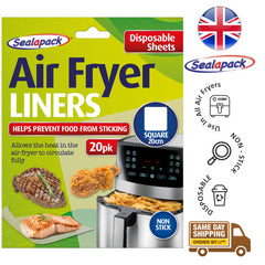 20Pk Disposable Air Fryer Liner Paper Non-Stick Cooking 20Cm Square Sheet