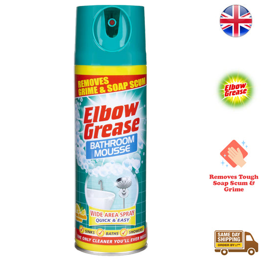 Elbow Grease Bathroom Mousse Spray Grime Soap Scum Remover Sink Bath 400ml