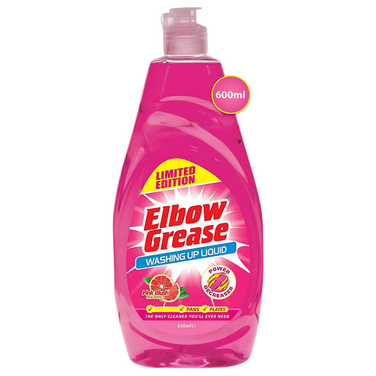 Elbow Grease Washing Up Liquid Kitchen Dish Oil Grease Cleaner Pink Blush 600ml