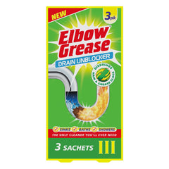 Elbow Grease Drain Unblocker Powder Sink Cleaner Bathroom Shower Clog Remover