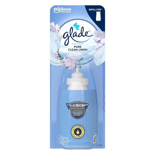 Glade Sense & Spray Pure Clean Linen Air Freshener Refill Home Office Hotel 18ml