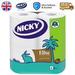 Nicky Elite Toilet Tissue Rolls With Coconut Fresh Soft 3 Ply White Paper