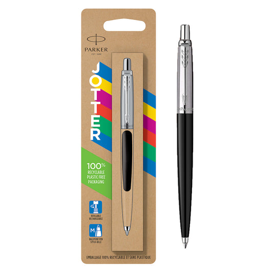 Parker Jotter Ballpoint Pen Medium Black Ink Stainless Steel Barrel Body