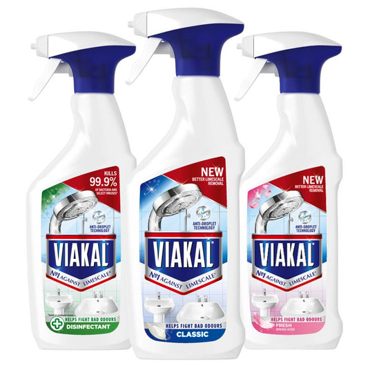 Viakal Disinfectant Fresh & Classic Limescale Cleaner Stain Remover Spray Bundle