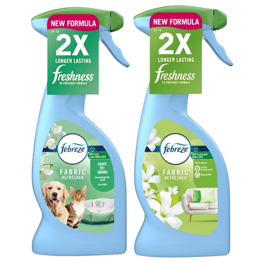 FEBREZE FABRIC REFRESHER FRESH SCENT PETS & WHITE JASMINE 375ML BUNDLE