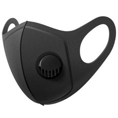 Reusable Black Face Mask With Breathing Valve For Running Outdoor Cycling