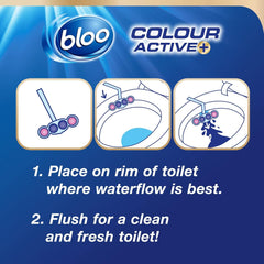 Bloo Colour Active Toilet Rim Block Long Lasting Freshness 3 Pack Flower 50G