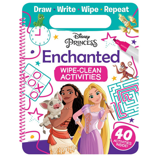 Disney Princess Clean & Wipe Activities For Girls Kids Draw Write Repeat