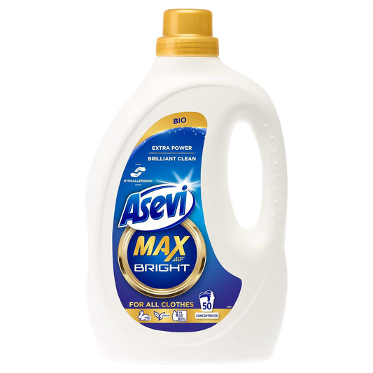Asevi Max Power Bio Fabric Laundry Detergent Liquid Concentrate 50 Washes 2.5L
