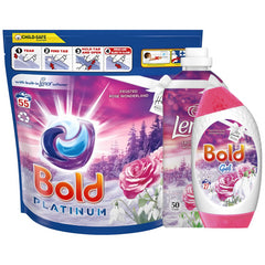Bold Pods Laundry Detergent & Gel Lenor Fabric Conditioner Frosted Rose Bundle