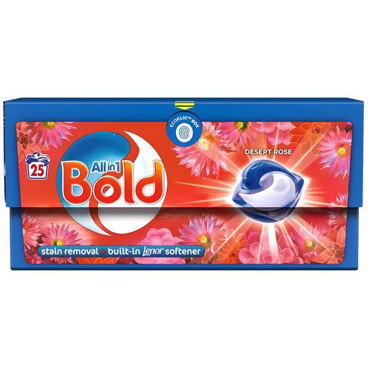 Bold All In 1 Pods Laundry Detergent Washing Stain Remover Desert Rose 25W