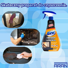 Asevi Fireplace Chimney Glass Cleaner Grease Dirt Stubborn Remover Spray 650ml