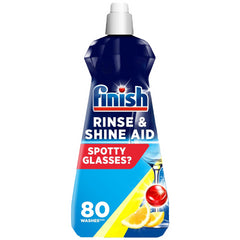 Finish Dishwasher Rinse & Shine Aid Liquid Glass Spot Cleaner Lemon 400ml