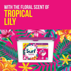 Surf 3 in 1 Capsules Tropical Lily Long Lasting Fragrance Laundry Pods 18 Washes