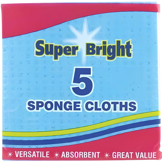 Super Bright Sponge Cloths For Mopping Wiping Kitchen Bathroom 5Pk