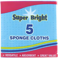 Super Bright Sponge Cloths For Mopping Wiping Kitchen Bathroom 5Pk