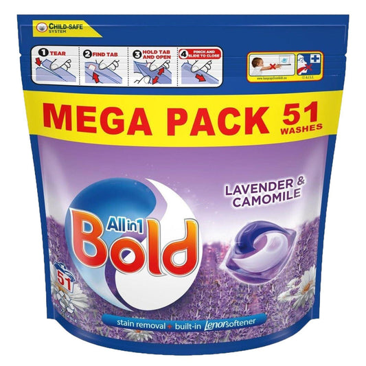 Bold All In 1 Pods Laundry Detergent Tablet For Washing Lavender & Camomile 51W