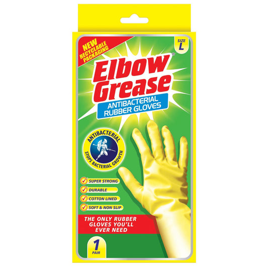 Elbow Grease Household Large Rubber Gloves Strong Non Slip Durable Washing Up