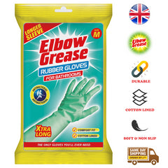 Elbow Grease Rubber Gloves For Toilet Bathroom Antibacterial Long Sleeve Medium