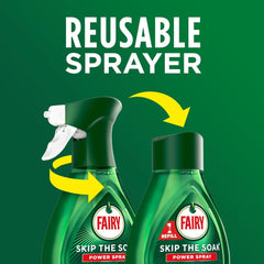 Fairy Skip The Soak Dish Power Spray Lemon Effective 100% Kitchen Grease 650ml