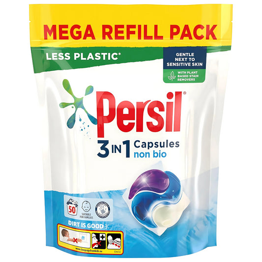 Persil 3 In 1 Non-Bio Laundry Washing Capsules Removes Stains 50 Washes 1.350 Kg
