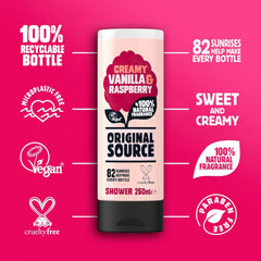 Original Source Body Shower Gel Creamy Vanilla & Raspberry Natural Scent 250ml