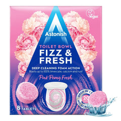 Astonish Toilet Bowl Fizz & Fresh Pink Peony Fresh Deep Cleaning Foam 8 Tablets