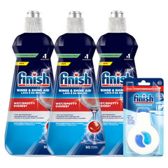 Finish Rinse Shine Aid Liquid Glass Spot & Freshener Scent Dishwasher Bundle Set