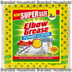 Elbow Grease Power Cloths Reusable Scrub Dots Removes Tough Stains Stubborn 3Pk