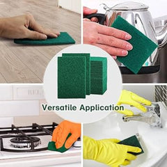 Super Bright Green Scouring Pads Heavy Duty Scourer Scrub Cleaning 10Pk
