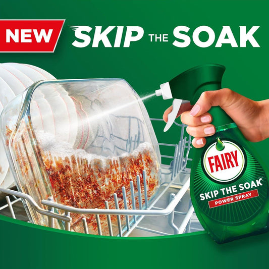 Fairy Skip The Soak Dish Power Spray Lemon Effective 100% Kitchen Grease 650ml