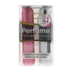 Pressit Refillable Perfume Spray Bottles 2 x 4ml Atomiser - Pink & Silver Unisex