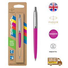 Parker Jotter Ballpoint Pen Medium Magenta Ink Stainless Steel Barrel Body