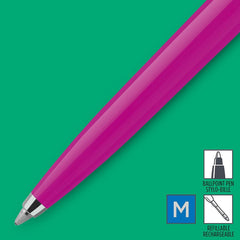 Parker Jotter Ballpoint Pen Medium Magenta Ink Stainless Steel Barrel Body