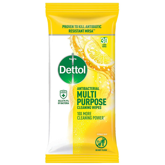 Dettol Multipurpose Surface Cleaning Large Wipes Anti Bacterial Citrus Zest
